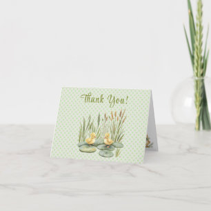 Quack! Quack! Says the Duck in Gingham Check Bow Thank You Card