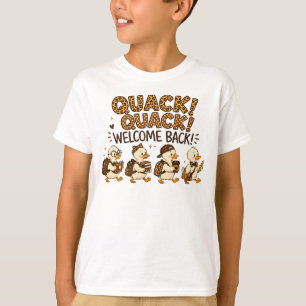 Quack Quack Welcome Back Leopard Print Duck Teache T-Shirt