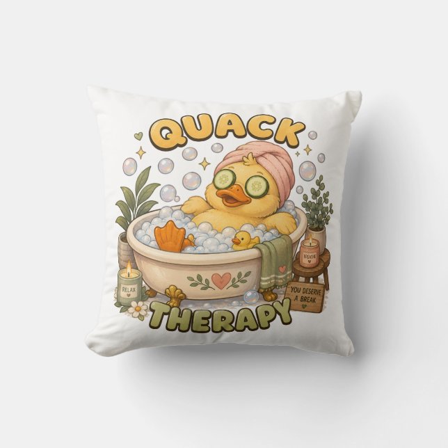 Quack Therapy Cute Spa Duck Kawaii Cushion (Front)