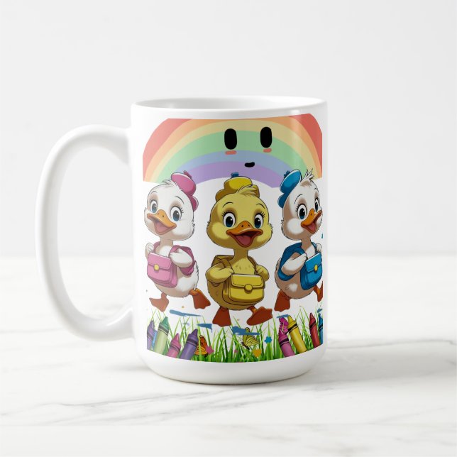 "Quacking into Kindergarten!" – Cute Duck Back-to- Coffee Mug (Left)