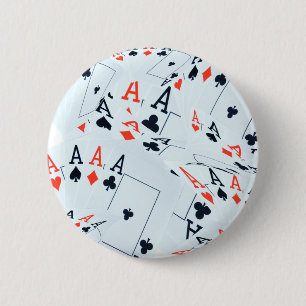 Quad Aces Poker Cards Pattern, 6 Cm Round Badge