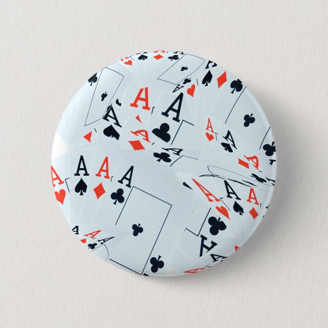 Quad Aces Poker Cards Pattern, 6 Cm Round Badge (Front)