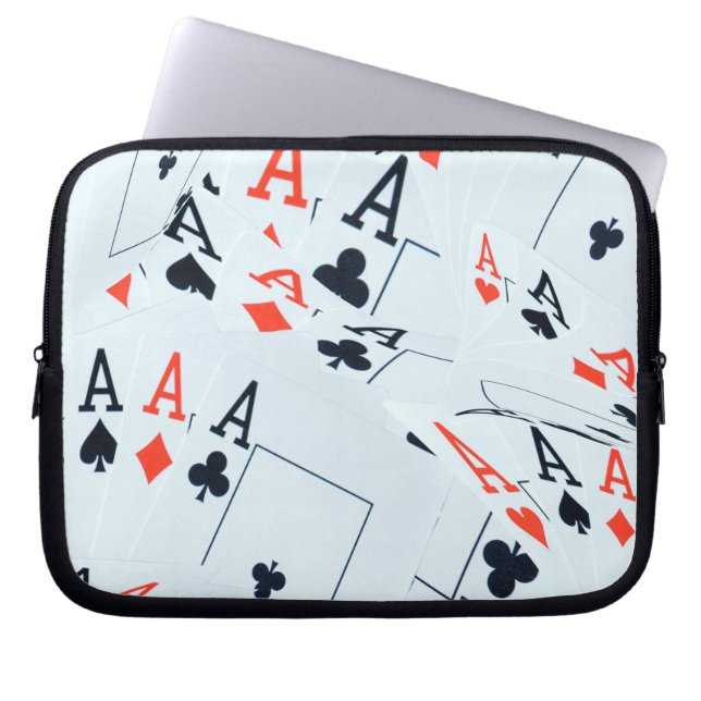 Quad Aces Poker Cards Pattern, Laptop Sleeve (Front)