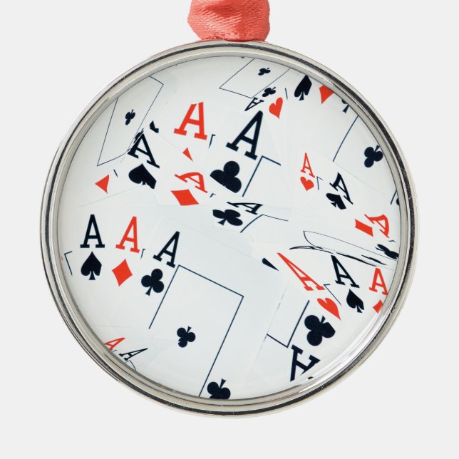 Quad Aces Poker Cards Pattern, Metal Tree Decoration (Front)