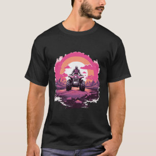 Quad Atv Woman Girl Vintage Sunset Pink T-Shirt