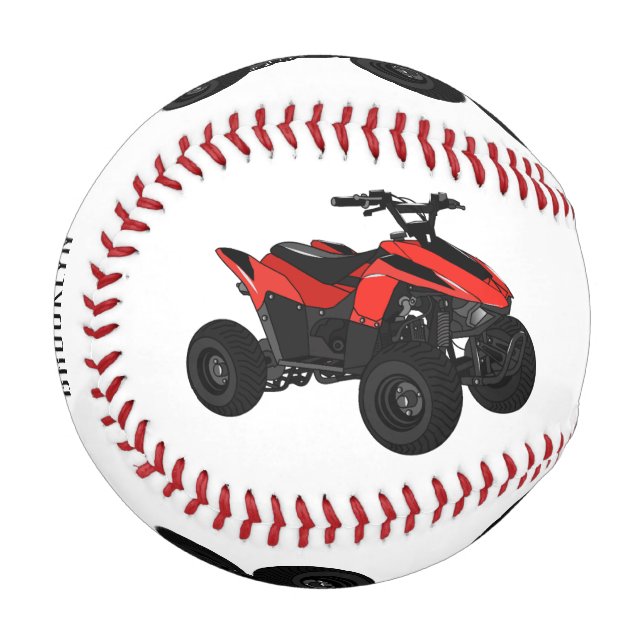 Quad bike atv cartoon illustration  baseball (Front Left)
