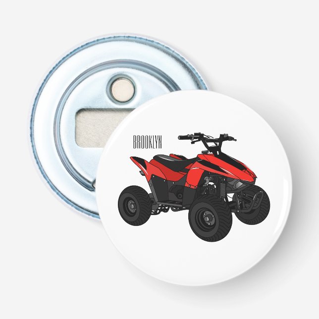Quad bike atv cartoon illustration  bottle opener (Front)