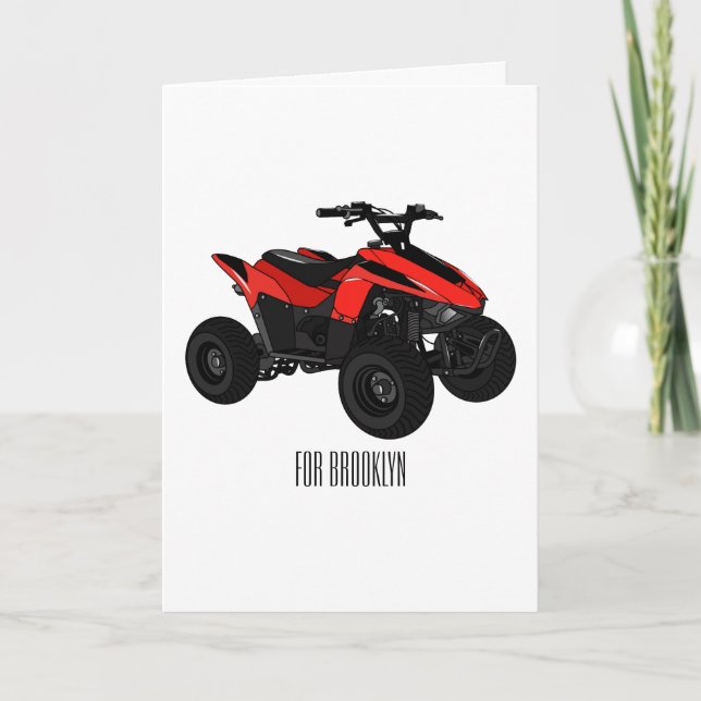 Quad bike atv cartoon illustration  card (Front)