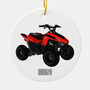 Quad bike atv cartoon illustration  ceramic tree decoration