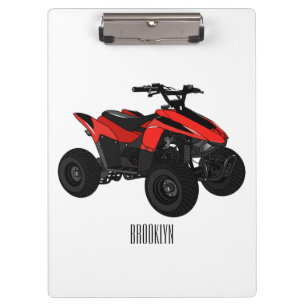Quad bike atv cartoon illustration clipboard