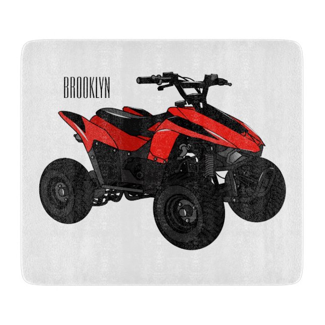 Quad bike atv cartoon illustration  cutting board (Front)