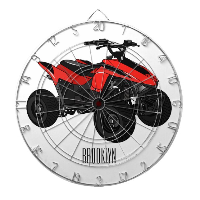 Quad bike atv cartoon illustration  dartboard (Front)