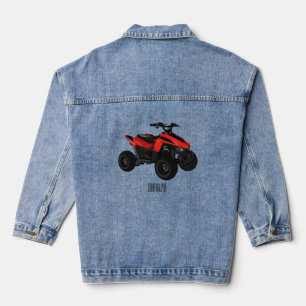 Quad bike atv cartoon illustration denim jacket