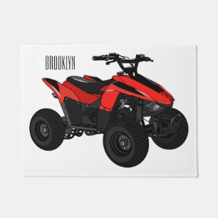Quad bike atv cartoon illustration  doormat