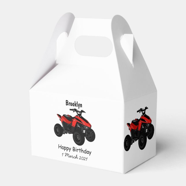 Quad bike atv cartoon illustration favour box (Front Side)