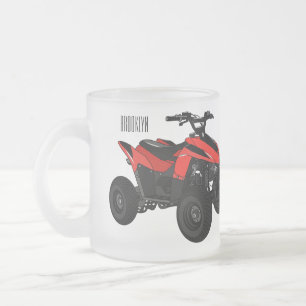 Quad bike atv cartoon illustration frosted glass coffee mug