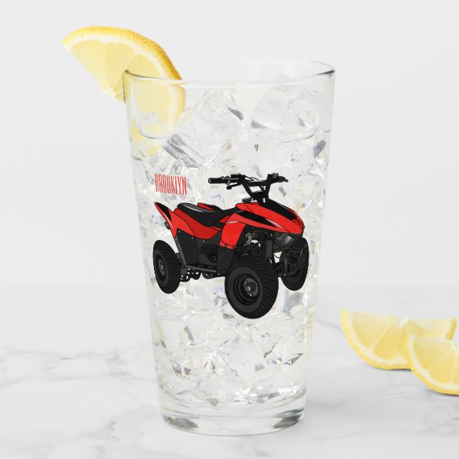 Quad bike atv cartoon illustration  glass (Front Ice)