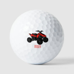 Quad bike atv cartoon illustration  golf balls