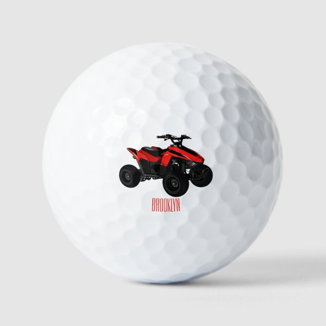 Quad bike atv cartoon illustration  golf balls (Front)