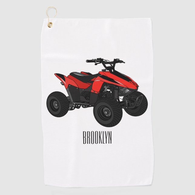 Quad bike atv cartoon illustration  golf towel (Front)