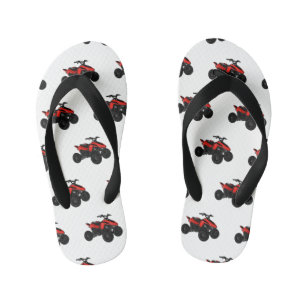 Quad bike atv cartoon illustration kid's flip flops