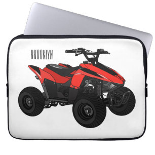 Quad bike atv cartoon illustration laptop sleeve