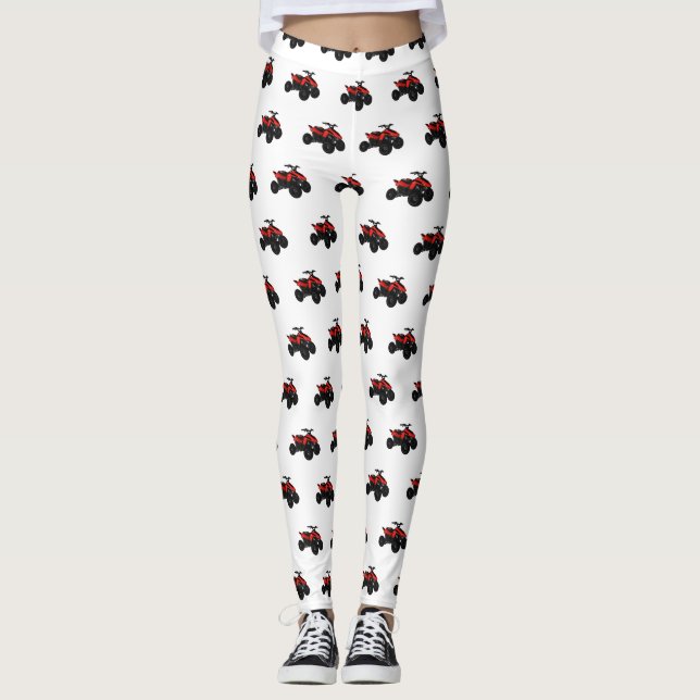 Quad bike atv cartoon illustration  leggings (Front)