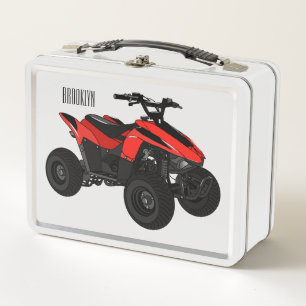 Quad bike atv cartoon illustration  metal lunch box