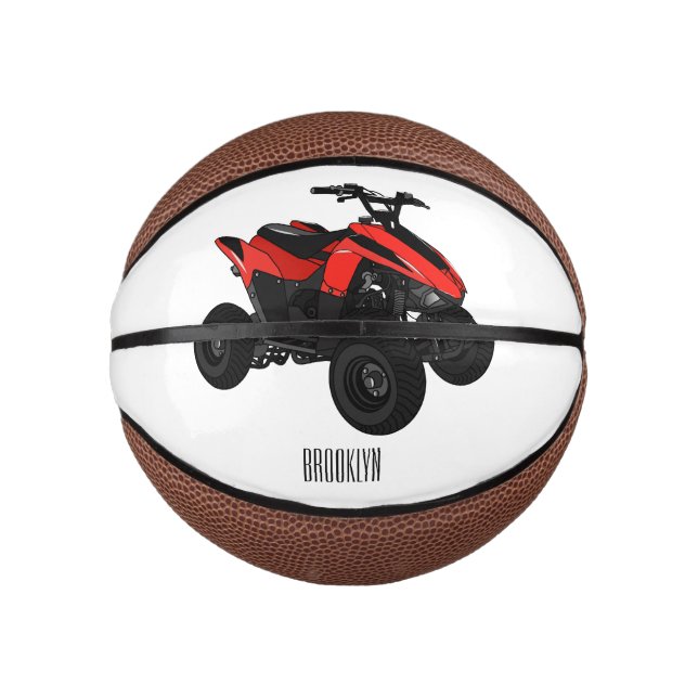 Quad bike atv cartoon illustration  mini basketball (Front)