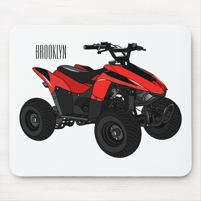 Quad bike atv cartoon illustration  mouse mat (Front)