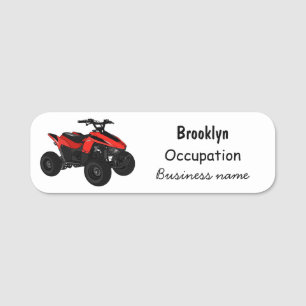 Quad bike atv cartoon illustration name tag