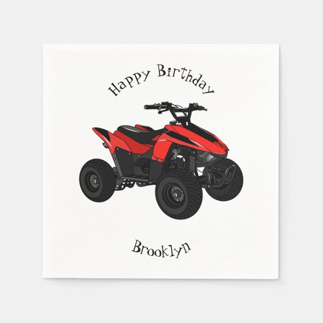 Quad bike atv cartoon illustration napkin (Front)