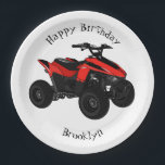 Quad bike atv cartoon illustration paper plate<br><div class="desc">Quad bike atv cartoon illustration</div>
