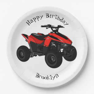 Quad bike atv cartoon illustration paper plate