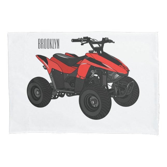 Quad bike atv cartoon illustration  pillowcase (Front)
