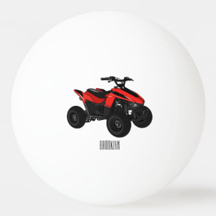 Quad bike atv cartoon illustration ping pong ball