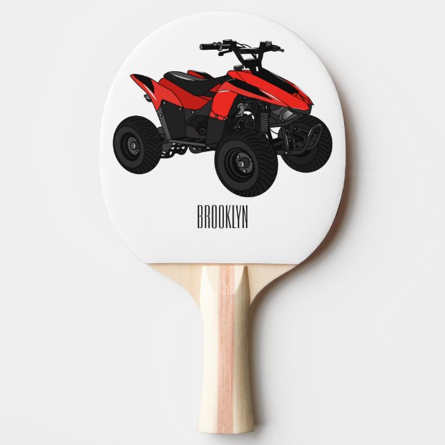 Quad bike atv cartoon illustration  ping pong paddle (Front)