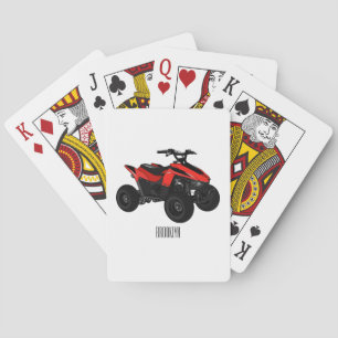 Quad bike atv cartoon illustration playing cards