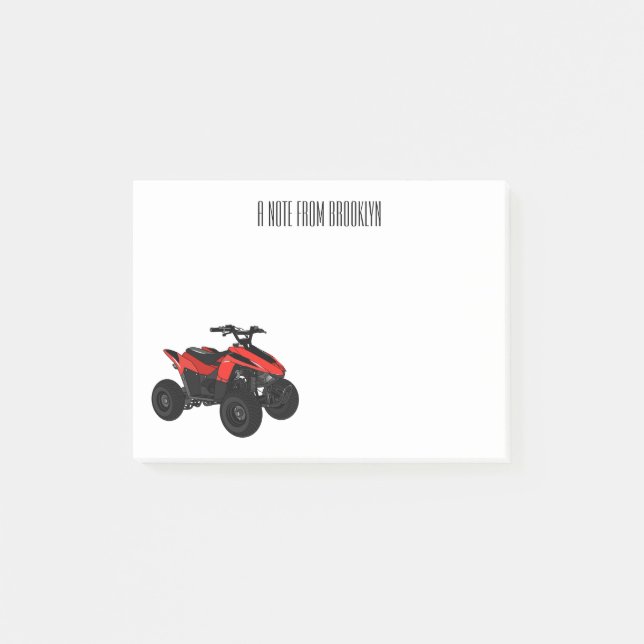 Quad bike atv cartoon illustration  post-it notes (Front)