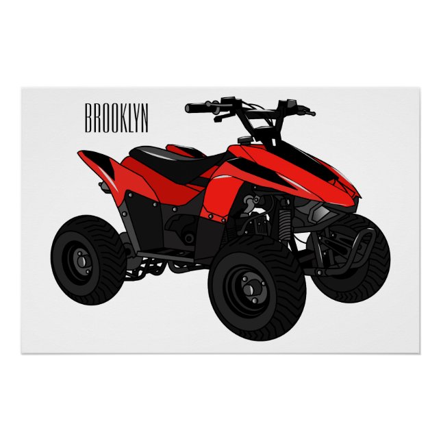 Quad bike atv cartoon illustration  poster (Front)