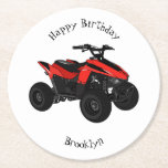 Quad bike atv cartoon illustration round paper coaster<br><div class="desc">Quad bike atv cartoon illustration</div>