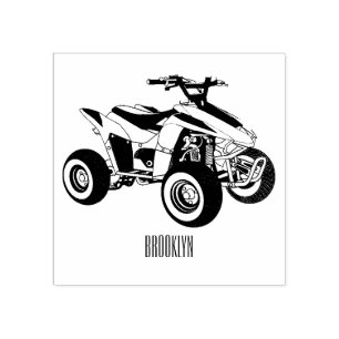 Quad bike atv cartoon illustration rubber stamp