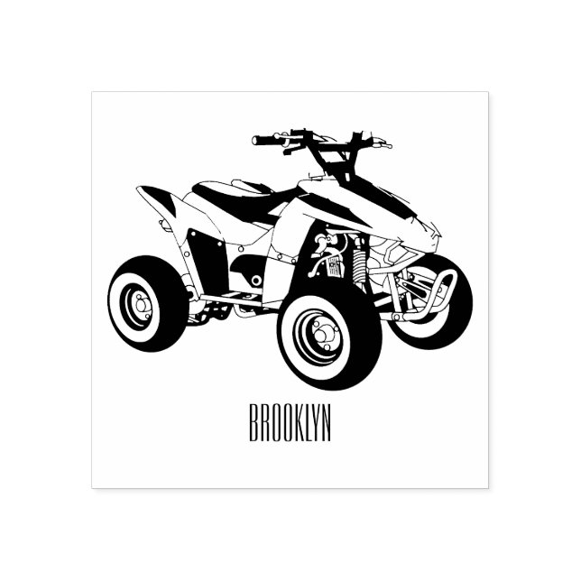 Quad bike atv cartoon illustration rubber stamp (Imprint)
