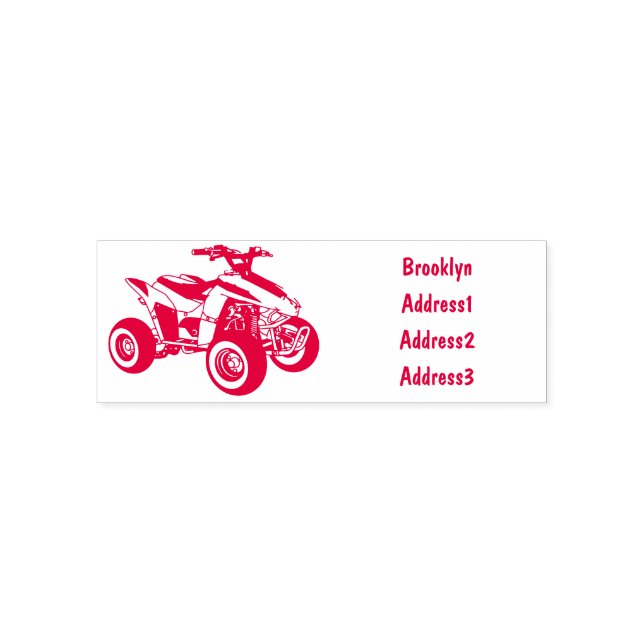 Quad bike atv cartoon illustration self-inking stamp (Design)