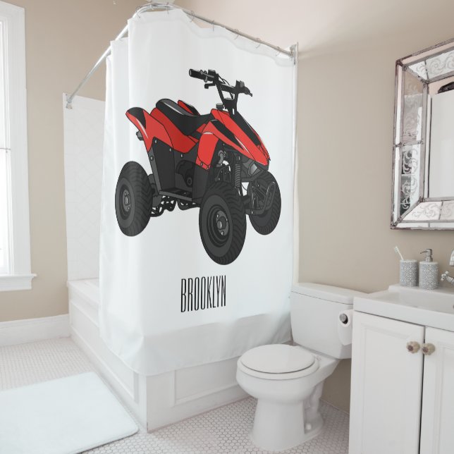 Quad bike atv cartoon illustration  shower curtain (In Situ)