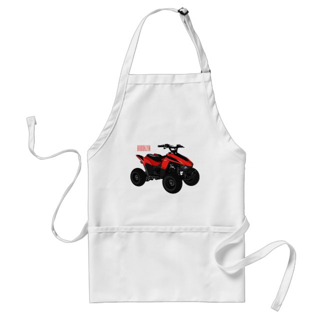 Quad bike atv cartoon illustration  standard apron (Front)