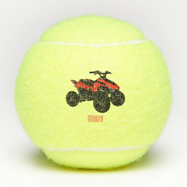 Quad bike atv cartoon illustration  tennis balls (Front)