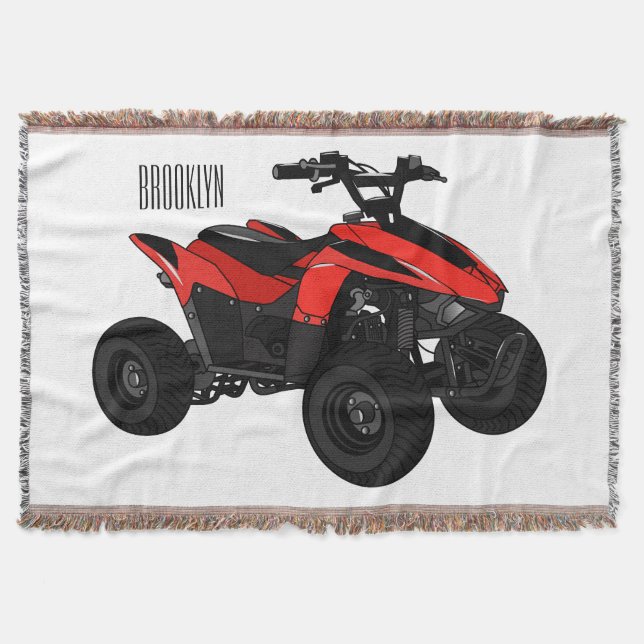 Quad bike atv cartoon illustration  throw blanket (Front)