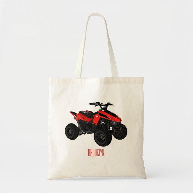 Quad bike atv cartoon illustration  tote bag (Front)