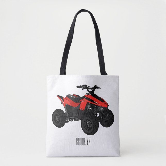 Quad bike atv cartoon illustration  tote bag (Front)
